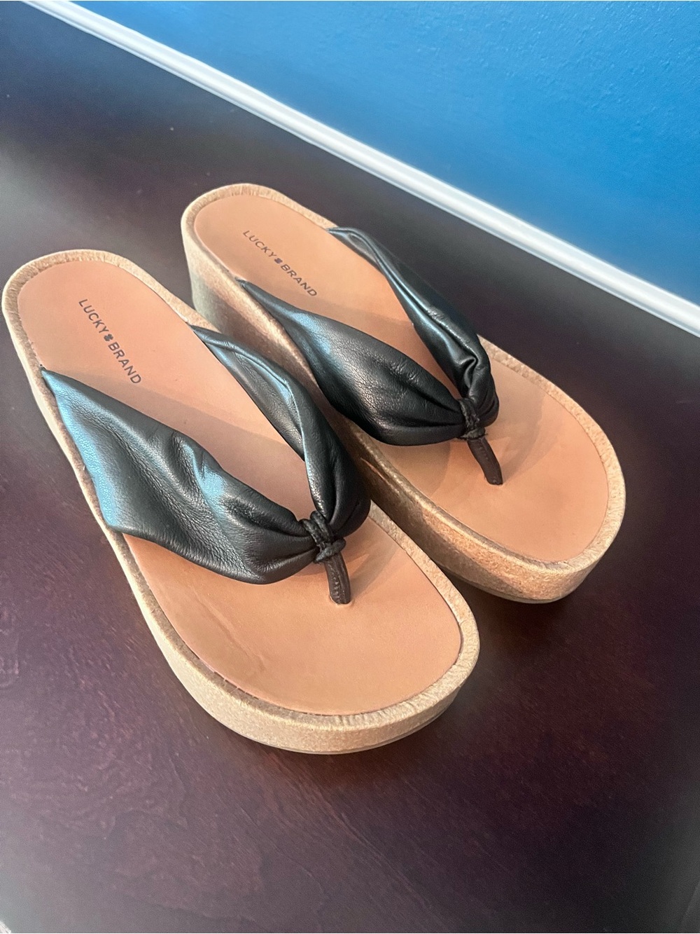 Lucky Brand Lellina Platform Thong Sandals Excellent Condition - Picture 12 of 16